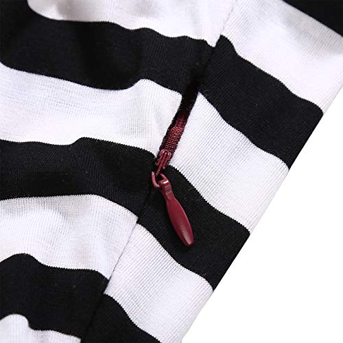 Image of BI.TENCON Women's Striped Pleated Casual A-Line Dresses Knee Length with Pockets