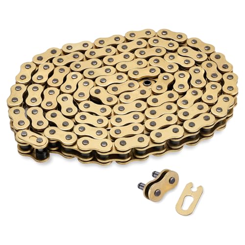 Image of Gold 520 X-Ring Motorcycle Chain 118 Links for KTM Husqvarna Yamaha with Connecting Master Link - Enhanced Durability & Universal Fit