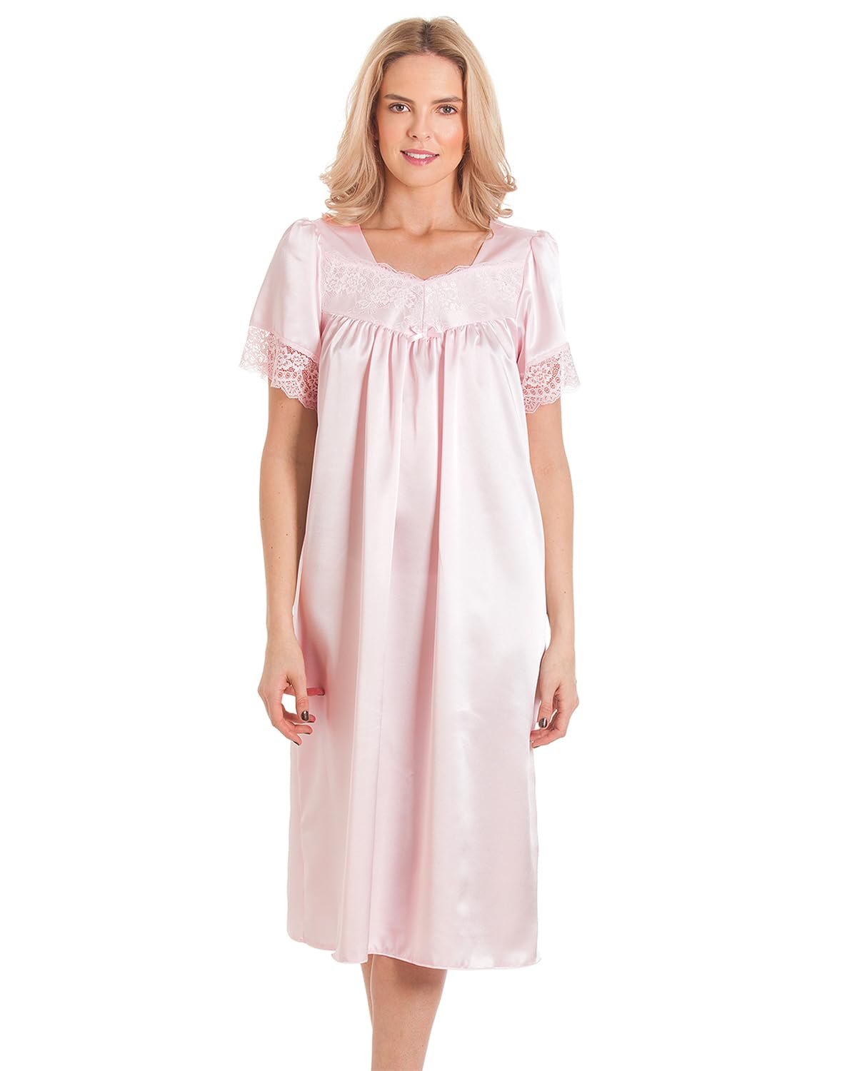 Slumber Hut Womens Satin/Lace Short Sleeve Nightdress Pink XXOS 26-28