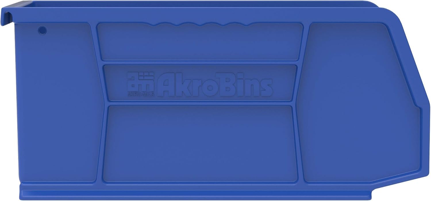 Akro-Mils 30237 AkroBins Plastic Storage Bins, Space-Saving Stackable Bins for Garage, Pantry, Craft Organization, 23,5 cm x 15,2 cm x 12,7 cm, Blue, 12-Pack