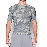Under Armour Men's HeatGear Armour Printed Short Sleeve Compression Shirt, Overcast Gray/Graphite, Medium