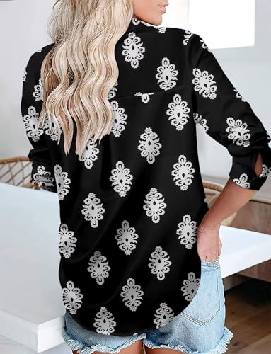 Image of Magritta Women's Shirts Fashion Casual Loose Fit Long Sleeve Button Down Lightweight Collared Blouse Tops