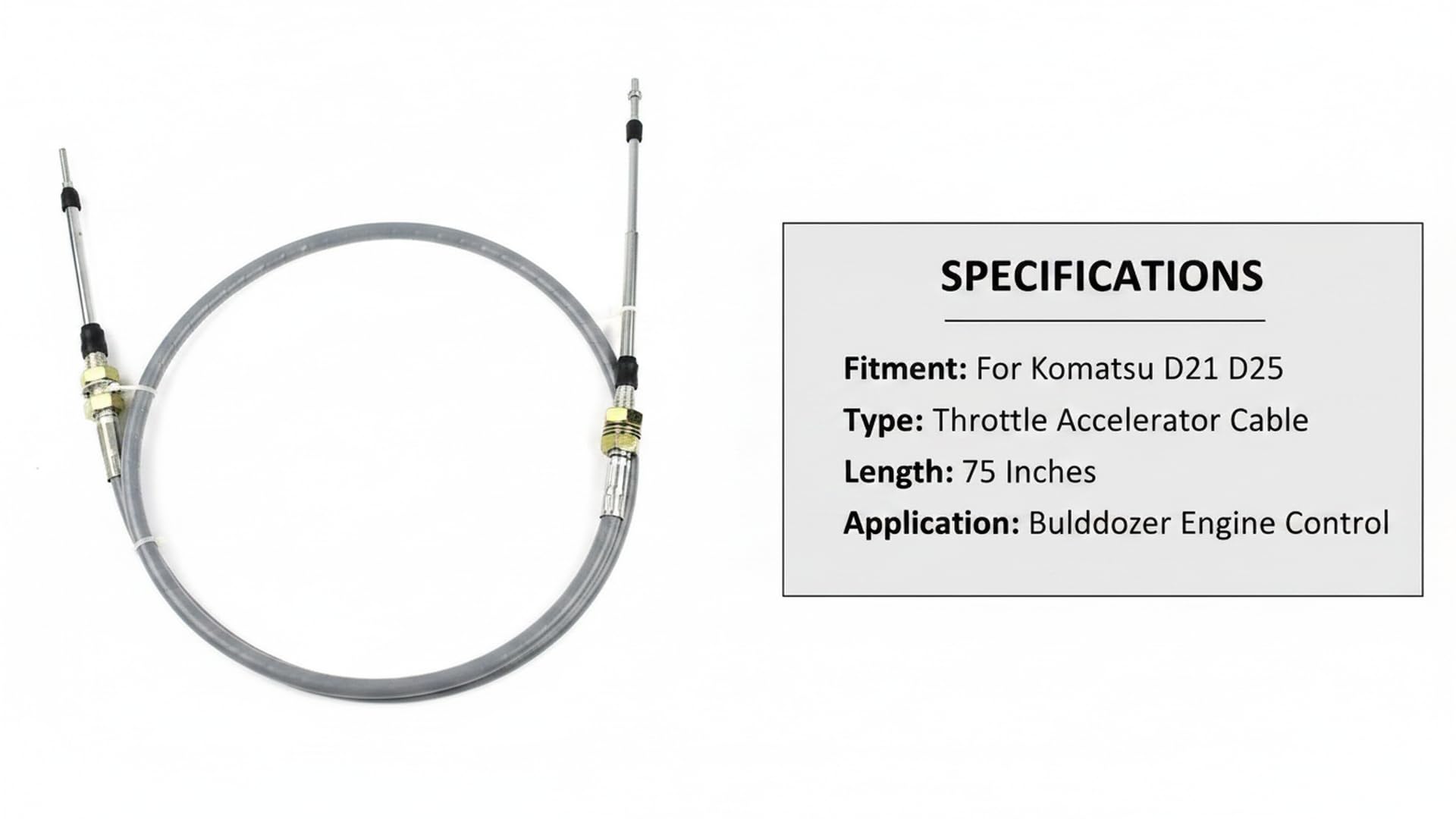 Cavo acceleratore di controllo del carburante 75 pollici per Komastu D20 D21 D20P D20A D21P D21A Dozer, 3 mesi di garanzia