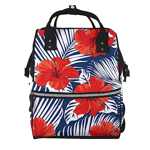 Sac à dos à langer imprimé tropical grand format pour voyage parent