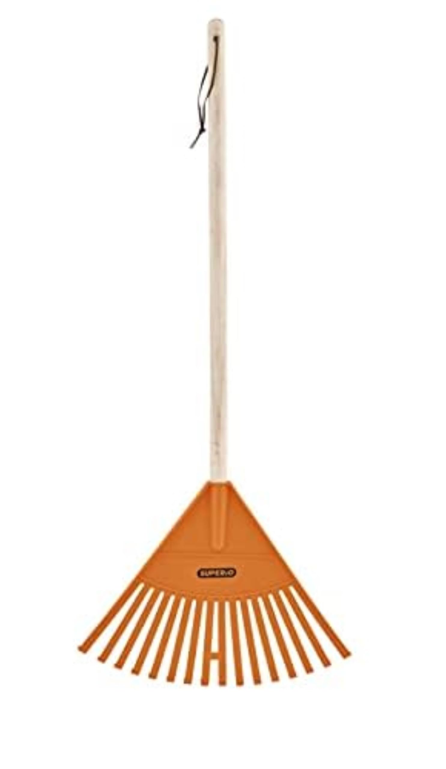 Orange Kids Size Rake, Kids Rake for Lawn with Hardwood Handle, Durable Plastic Head to Sweep Leaves on Lawn and Tidying Up The Garden, 34" by Superio