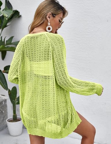 Image of Women Crochet Lightweight Cardigan Cover Up Open Front Long Sleeve Summer Cardigans