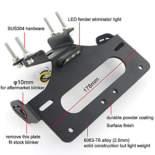 Xitomer Tail Tidy, Fender Eliminator Fit For Fz-07 Mt-07 2014 2015 2016 2017 2018 2019 2020, With Led License Plate Light, Compatible With Oem/Stock Turn Signal #TOP1