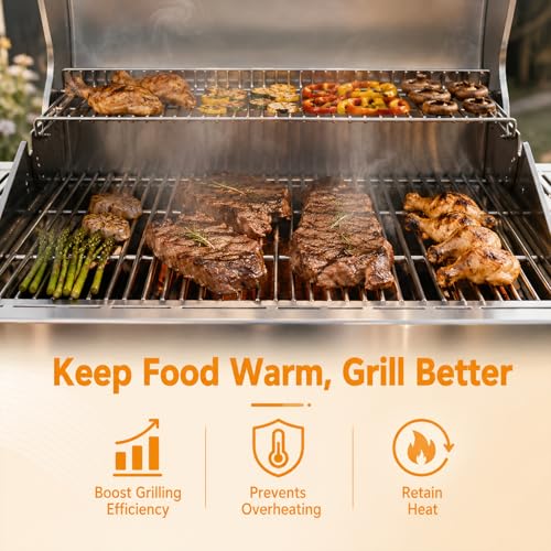 Image of SafBbcue Warming Rack for Monument Grill 24633 13892 17842 41847NG Monument Grill Replacement Parts, Stainless Steel Cooling Rack with Legs for Monument 35633R 35633B D405 D425 4-Burner Accessories