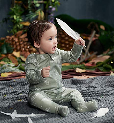 Image of Owlivia Organic Cotton Baby Boy Girl Zip Front Sleep 'N Play, Footed Sleeper, Long Sleeve