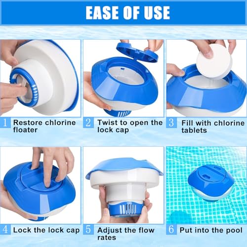YEAMLTE Pool Dosierschwimmer, Pool Chlor Dosierer, Pool Chlor Schwimmer, Schwimmer für Chlortabletten, Pool Tabletten Schwimmer, Chlordosierer für Pool, Whirlpools, Spas, Springbrunnen