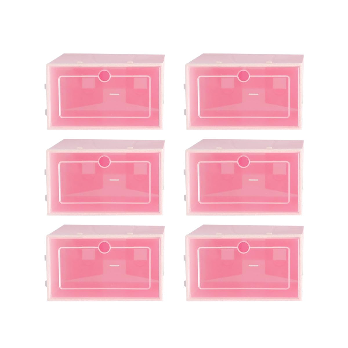 TOYANDONA Scatole Porta Scarpe Impilabili 6 Pezzi in Plastica Trasparente Addensata Coperchio, Contenitori Organizzatori Taglia S Rosa per Armadio, Ripostiglio e Organizzazione Casa
