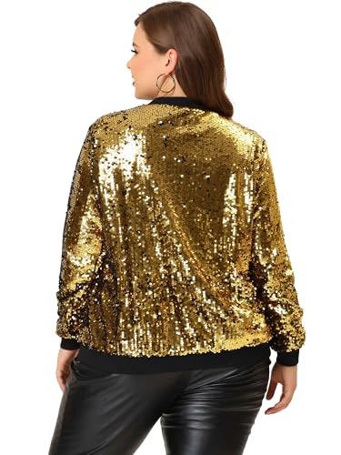 Agnes Orinda Plus Size Sequin Bomber Jackets for Women 2025 Sparkle Shiny Glitter Party Concert Outfits4