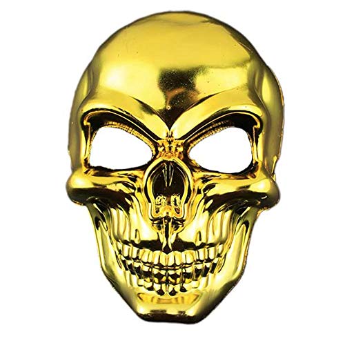 Lim Mascaras de Halloween de Terror MáScara Disfraz Craneo Esqueleto,para Navidad Halloween Cosplay Grimace Festival Fiesta Show Mascarada (Gold)
