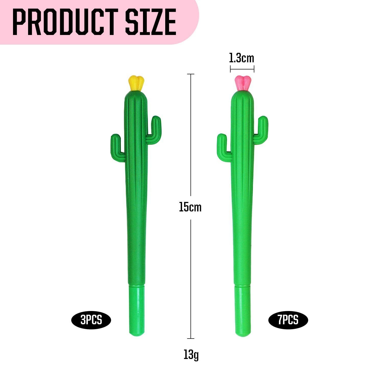 10 Pieces of Cactus Pens, Gel Pens, Ballpoint Pens, Cute Pens, Writing Pens, Black Pens for School, Green - Image 2