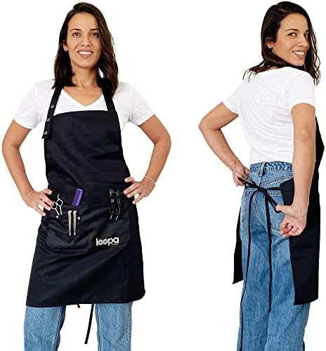 Hair Stylist Apron - Salon Apron for Hairdresser - 3 pockets - For Women/Men - Apron For Barbers, Hair Stylers to Fit Everything Needed, and in Reach. Look Professional and Stay Clean.