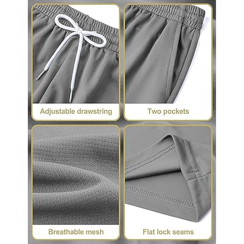 Boys Athletic Shorts Kids Youth Mesh Basketball Shorts Elastic Waist Quick Dry Sport Gym Active Short with Pockets 4-13 Years4