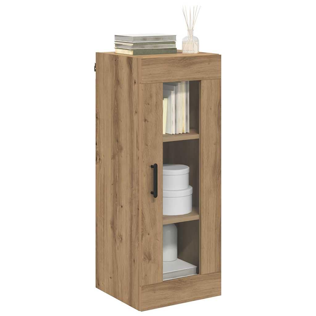 Szafa ścienna dąb Artisan 34,5 x 34 x 90 cm, montowana na ścianie szafka wisząca ze szklanymi drzwiami, materiał drewnopochodny, nowoczesny design do salonu, sypialni, biura, korytarza