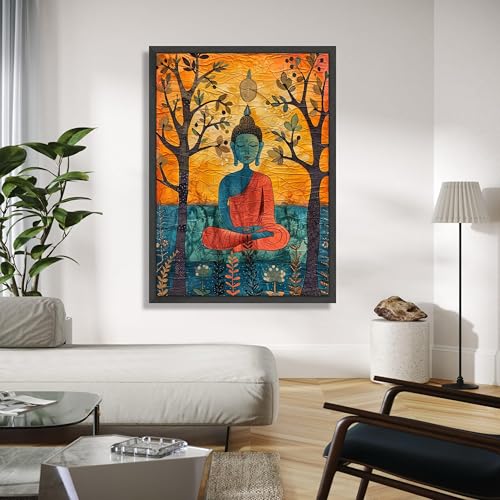 Tableau Bouddha en méditation 50x75 pour salon zen - 3