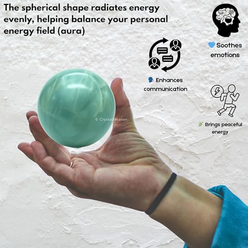 Image of Certified Aquamarine Crystal Ball for Meditation - Premium Crystal Vastu Items for Home and Feng Shui Items for Good Luck - Ideal for Pooja Supplies and Spiritual Practices (2 inch Inch)