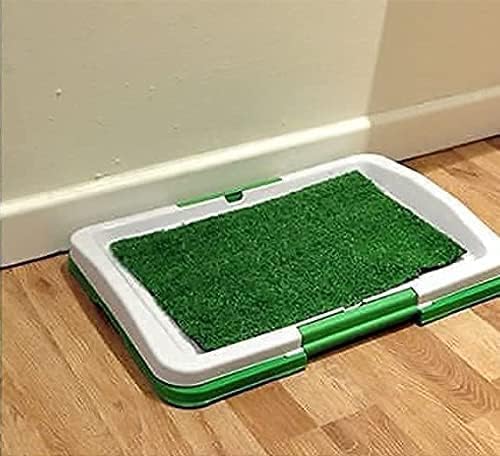 Sakar Puppy Potty Tray Grass pad Washable & Reusable Dog Potty Tray with Lawn Fake Grass for Home Balcony Outdoor Garden,Dog Pee Toilet Training Pad