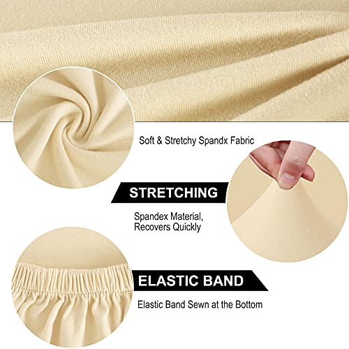 Uxcell Dining Chair Covers, Stretch Bar Stool Slipcover Solid Classic Kitchen Chair Protector Spandex Short Chair Seat Cover For Home Decorative/Dining Room/Party/Wedding Beige #TOP3