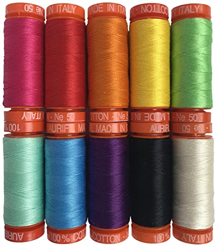 Aurifil set de 10 carretes pequeños de hilo 50wt colores variados miniatura 2