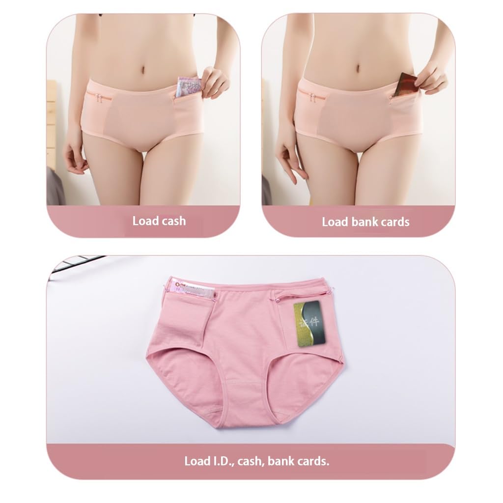 LaseVe Confezione da 3/6 Biancheria Intima per Donna Cotone Morbido Slip Tasca Mutandine con Cerniera Traspirante Bikini