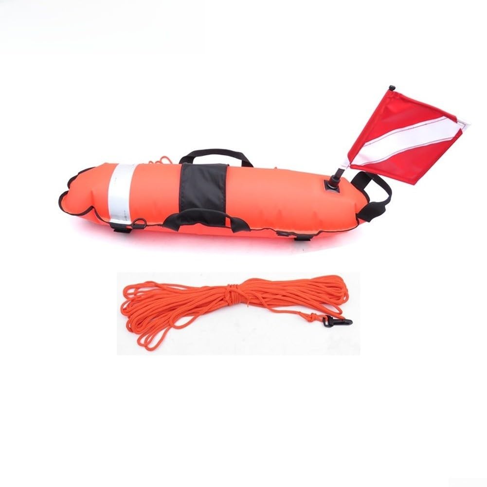 Boa da pesca per sport acquatici, per immersioni e caccia, con corda da 25 m e design riflettente di sicurezza (giallo fluorescente)