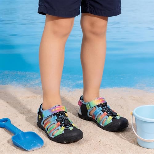Image of DREAM PAIRS Unisex Summer Water Athletic Sandals | Closed-Toe Protection Quick-Drying Upper Comfort Footbed Durable Non-Slip Sole Hook-And-Loop Outdoor Sport Walk Hike