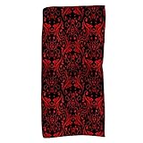  FJAUOQ Ivy Swirls,Quick Dry Towel Set,Victorian Design with Ivy Swirls Flowers,Tea Towels,Beach Towel for Adults,Microfibre Towel for Gym Kitchen Bath,Red and Black,12x27.5in