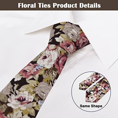 Image of Mantieqingway Men's Cotton Floral Neck Tie 2.56'' Printed Skinny Tie