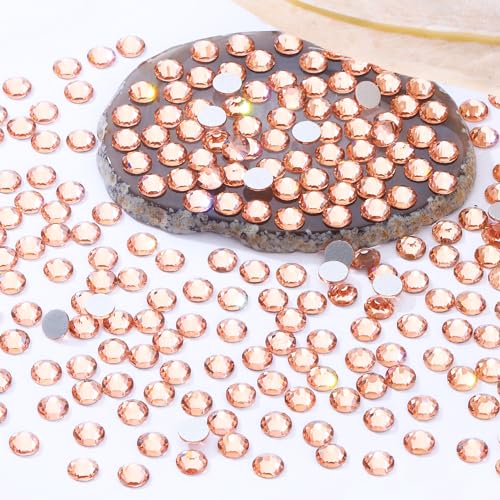 Image of Champagne Flatback Rhinestones, Glass Rhinestones for Nail Art and Craft, Glue Fix, Loose Crystal Gemstones(Champagne, SS12, 2880pcs, 2.9-3.0mm)