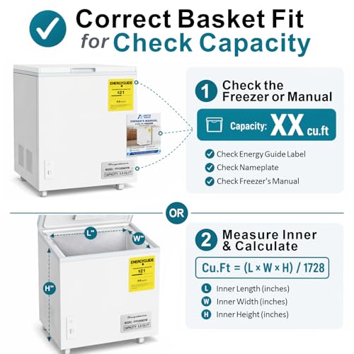 iSPECLE Freezer Organizer Bins - Fits 7 Cu.Ft Chest Freezer, 4 Pack Stackable Deep Freezer Organizer Bins (14.7" L) Easy Get Bottom Food with Handle, Wire Baskets Rust Resistant Sort Frozen Food by iSPECLE - Image 9