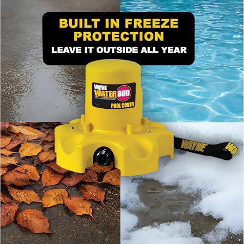 Image of Wayne WaterBUG Automatic Pool Cover Pump - Freeze-Protected Submersible Water Pump for Winter Pool Covers, 1,900 GPH, Above Ground & In-Ground Pools, 25 ft Cord
