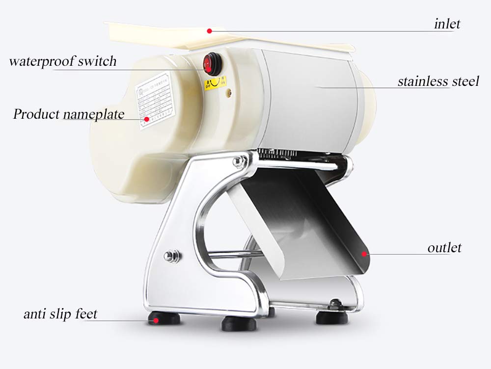 NEWTRY 3.5mm Electric Meat Cutter Slicer Food Cutting Fish Slicing Machine Stainless Steel 350lb/h for Family Kitchen Deli Store (110V US Plug)