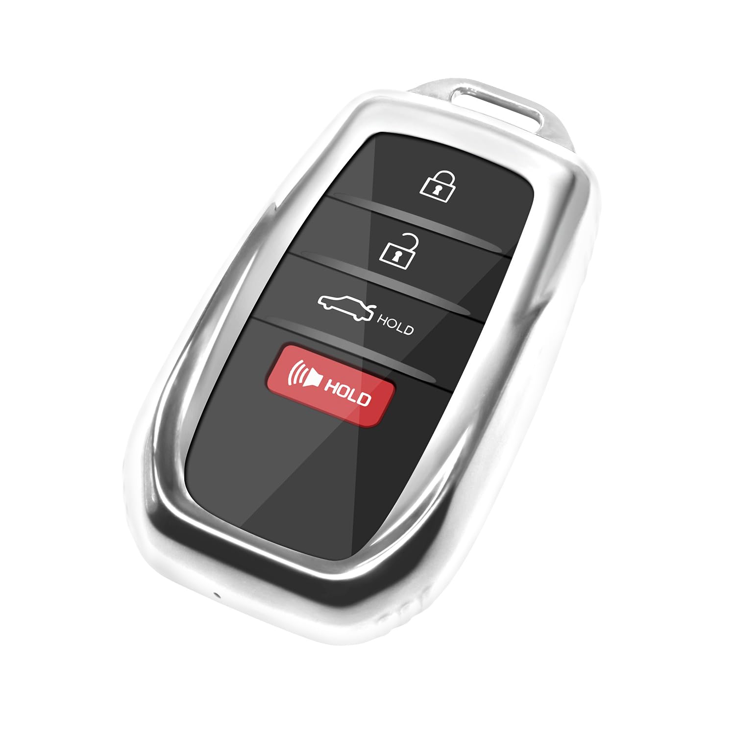 REMOCH for Toyota Key Fob Cover for 2025 Camry 2020-2025 Rav4 2019-2025 Land Cruiser Key Shell Case for 2021-2025 Sienna Venza Hilux Grand Highlander Tundra Corolla bZ4X Prius(Transparent Silver, 1PC)