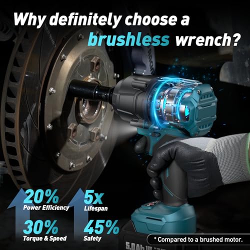 Uaoaii IW810 Cordless Impact Wrench, 1/2 Inch Impact Gun 960Ft-Lbs/1300Nm, High Torque Power Impact Driver, 2X 5.0Ah Battery Electric Impact Heavy Duty thumb #3