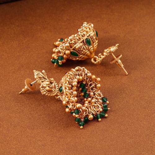 Image of Rubans Jhumka Earrings Gold Plated Stylish Traditional Trendy Jewellery Gift for Women & Girls