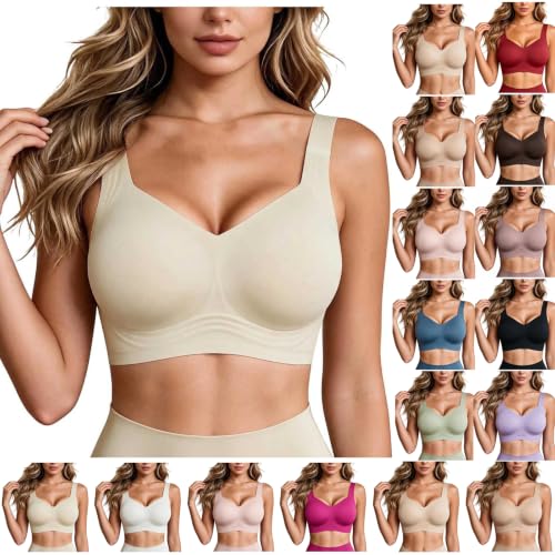 Womens Wireless Bras Breathable Deep V Neck Bralette Comfy Seamless Bras - image 1