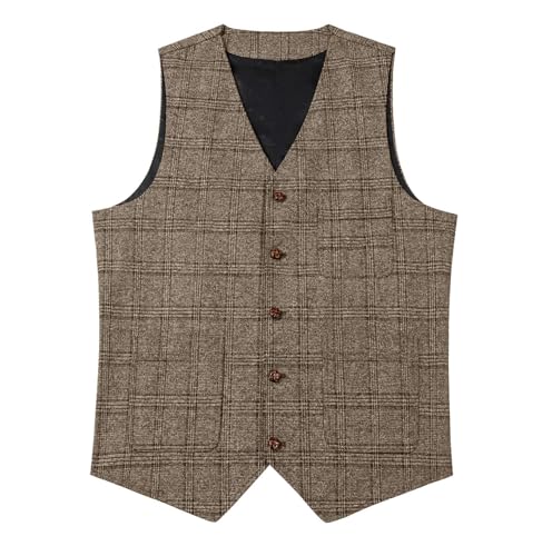 Mens Vintage Suit Vest Business Formal Dress Vests V Neck Button Sleeveless Casual Wedding Tuxedo Party Waistcoat2