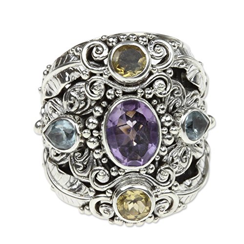 Novica Multi-Gem Amethyst .925 Sterling Silver Cocktail Ring, Butterfly Queen' #TOP24