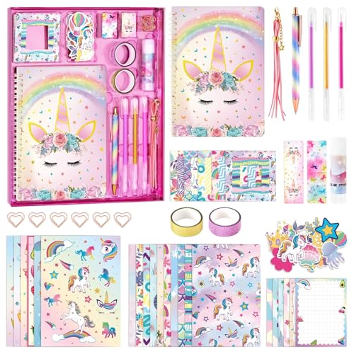 DIY Journal Kit for Girls - 66 Pcs Kids Unicorn Diary Set Girls Stationery Set Scrapbook Diary...
