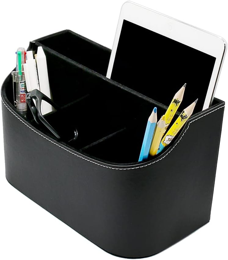 Fosinz PU Leather Desk Organizer TV Remote Holder with A