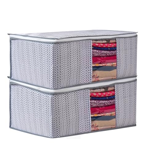 Image of Non-Woven Saree Covers with Zipper and Transparent Window - Clothes Storage Bag for Wardrobe Organization (Grey, PACK OF 2)