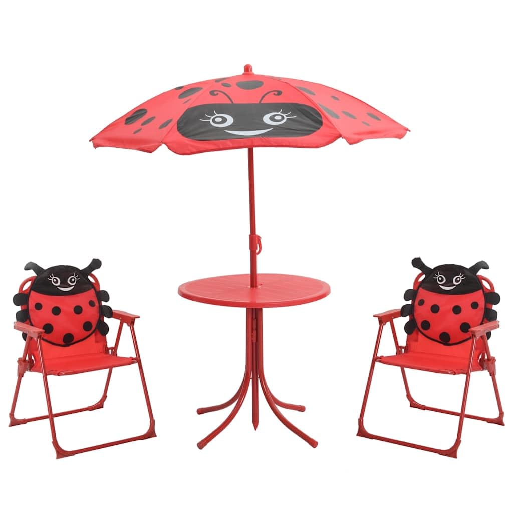 Jeu de Bistro avec Parasol pour Enfants 3 pcs Rouge,Meubles,Mobilier de Jardin,Salons de Jardin,5.1 kg-41842
