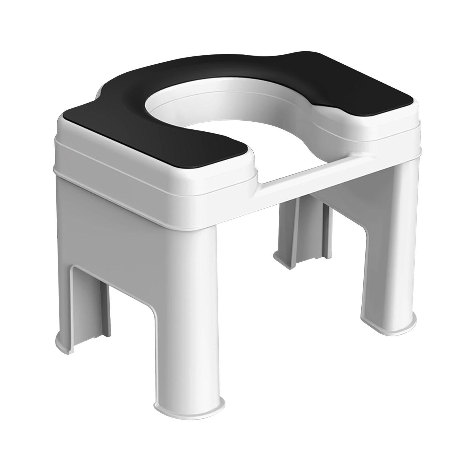 Taburete Sanitario Asiento Elevado para Baño Silla para Defecar Taburete Ergonómico Función Antideslizante Material Resistente de PP Adecuado para Hom, 26.5 cm Negro
