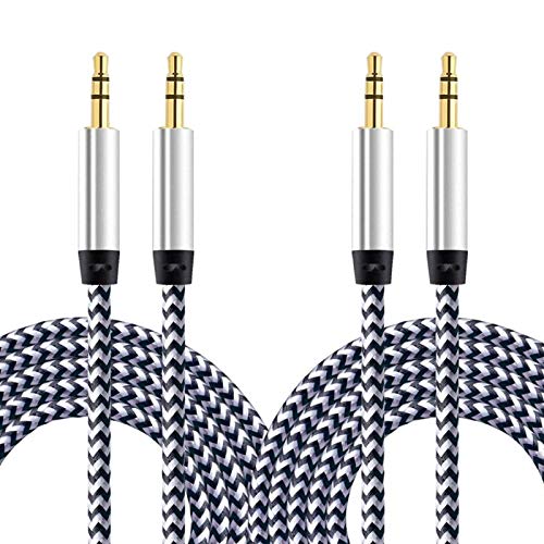 CableLovers Aux Cable, 2 Pack 5FT Nylon Braided Hi-Fi Sound...