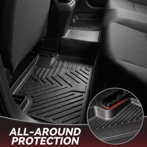 Image of YITAMOTOR Floor Mats & Cargo Mats Fit for 2016-2021 Honda Civic Sedan | Not for Hatchback /Coupe, TPE All Weather Floor Liner for Honda Civic, 1st & 2nd Rows, Black