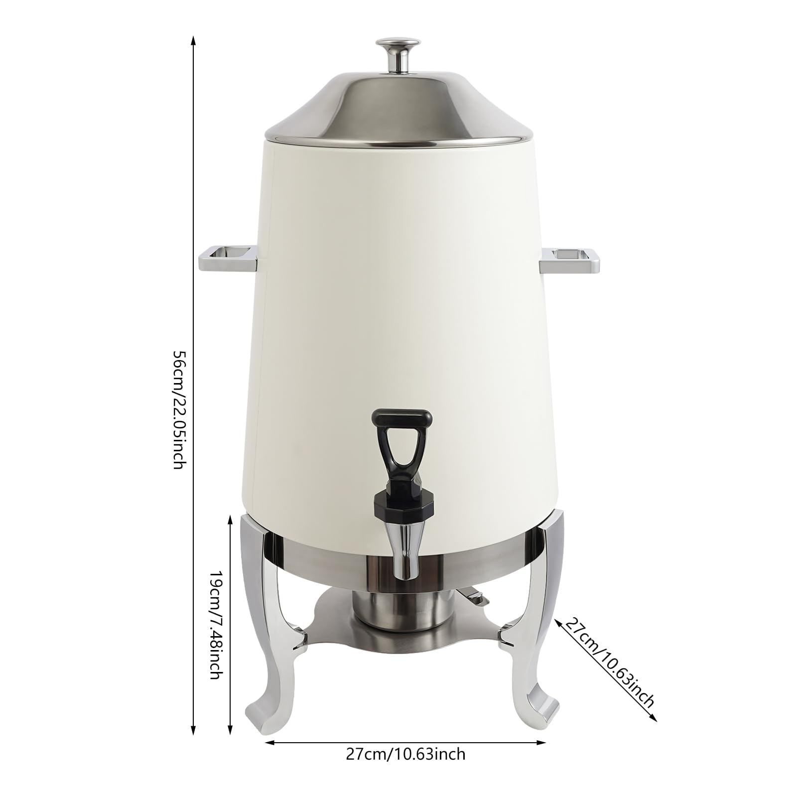 Dispenser di bevande calde e fredde, in acciaio inox, 13 l | Fontana per acqua calda e fredda con coni, per hotel, mense, ristoranti, feste di famiglia, feste e occasioni simili