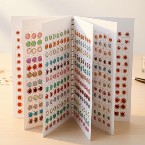 Image of VAMA Fashions Multicolour Stone Self Adhesive Kumkum Bindis Sticker Bindiya Bride Groom Forehead Bindi Spiral Book Booklet for Women & Girls (Pastel Color Bindi Book)